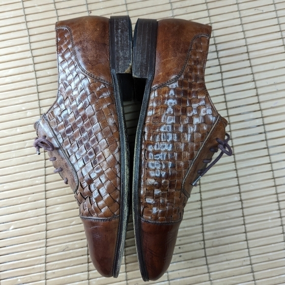 Bostonian Florentine Brown Leather Cap Toe Woven Shoes Oxford Made in Italy Men\' main image 10